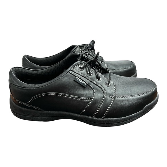 Propét Men's Black Leather Comfort Shoes Size 11 5E XX Wide Orthopedic Walking - Picture 1 of 7